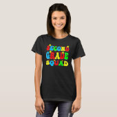 2nd Second Grade Squad Retro Groovy Teacher Back T T-shirt (Voorkant volledig)