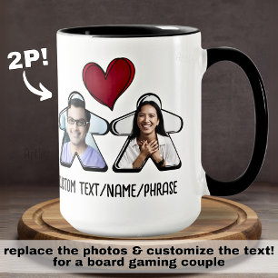 2P Carte photo personnalisée Jeu Couple Mug