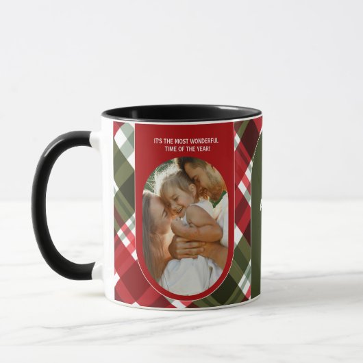 2Photo Plaid Red Green Clan Stewart Tartan Custom Mok (Links)