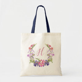 2Sided Initiaal Floral Wreatalized Canvas tas