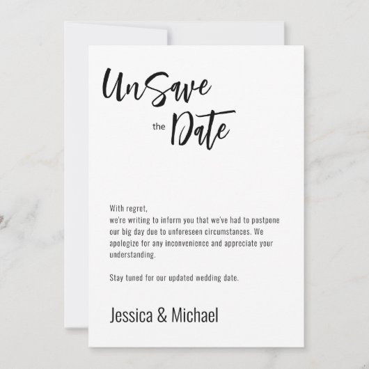 💍 2sided Minimalist Elegant UnSave the Date Save The Date (Voorkant)