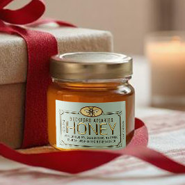 2x3" Metallic Gold 3D Framed Honey Label met Bee Voedselcontainer Etiket