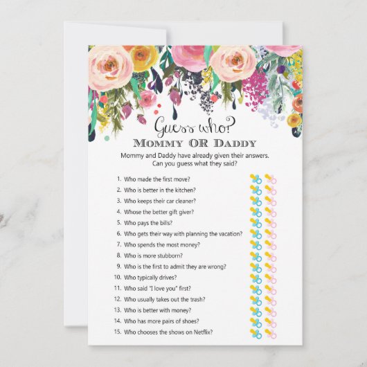 2x Games Bloementuin Baby shower 5x7" Grootte Kaart (Voorkant)