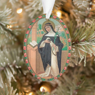 2x ingelijst portret van het St Roos van Lima (det Ornament