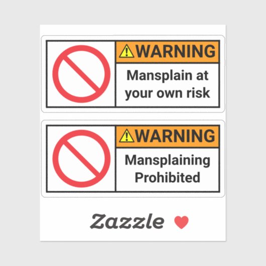 2x Waarschuwing - Tegen Mansplaining Stickers (Vel)