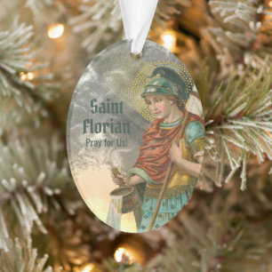 2xSt. Florian met emmer (Rook; M 019) Acryl Ornament
