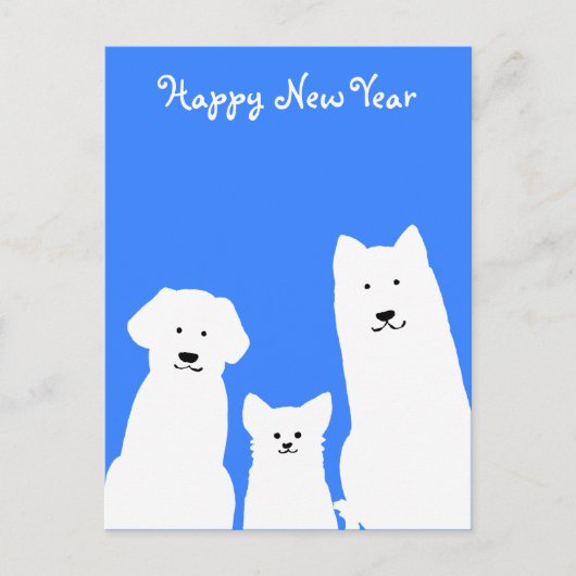 3匹の犬シルエット 年 賀 状 縦 FEESTDAGENKAART (Voorkant)