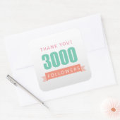 3000 volgers Bedankt-social media dankbaarheid Vierkante Sticker (Envelop)