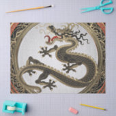 [300] Black and Gold Sacred Eastern Dragon Tissuepapier (Craft)