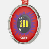 300 Bowling, met datum, Metalen Ornament (Links)