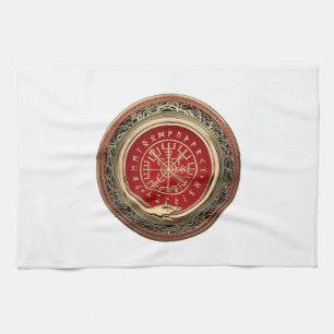 [300] Vegvisir - Viking Gold Magic Runass Theedoek