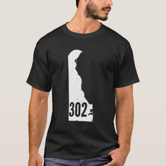 302 Delaware Pride Outline State Area Code T-shirt (Voorkant)