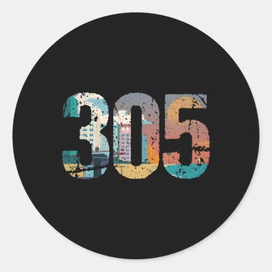 305 Dade County Miami Ronde Sticker (Voorkant)