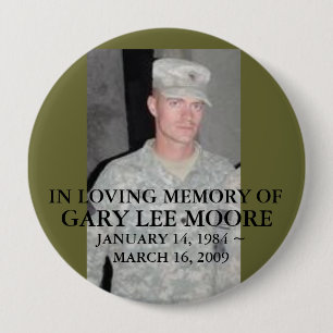 30842406, IN LICHTE GEHEUGEN VAN, GARY LEE MOORE,  RONDE BUTTON 4,0 CM