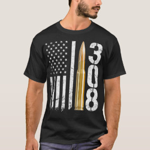 308 Pistool Ammo Bullet 308 kaliber geweer USA Fla T-shirt