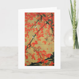 30. 紅葉小禽図, 若冲 Esdoorn & Kleine Vogels, Jakuchū Kaart