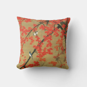 30. 紅 葉 図, 若 小 Maple & Small Birds, Jakuchu Kussen