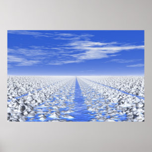 #30-01 Cyaan ijspad: Meditatief sneeuwveld Poster