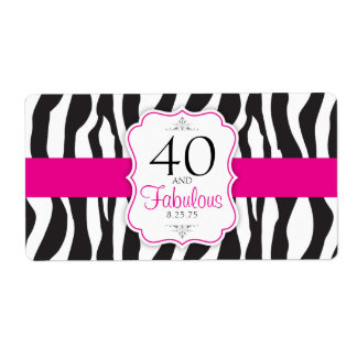30/40/50/60 Fabulous Zebra Waterflesetiketten Etiket