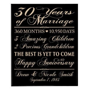 30 ans de mariage Plaque murale en bois de Veneer
