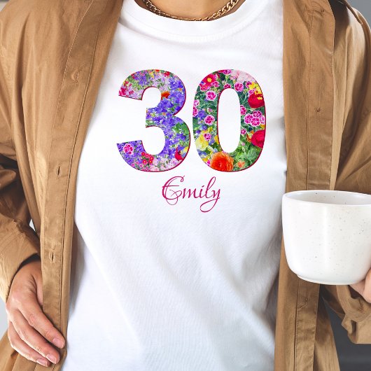 30 ans fête fleurie design t-shirt