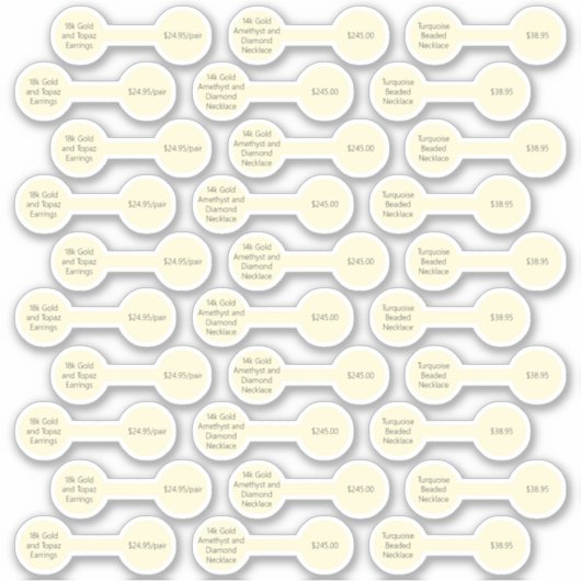 30 Antique Blanc Barbell Prix étiquette Stickers (Devant)