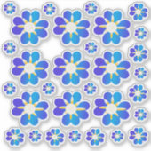 30 Autocollants à fleurs bleues (Devant)
