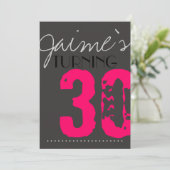 30 Birthday Party Invitation Neon en grijs Kaart (Staand voorkant)