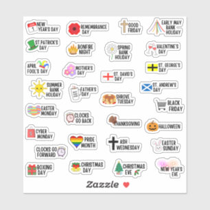 30 Britse UK-vrije dagen speciale dagen planner Sticker