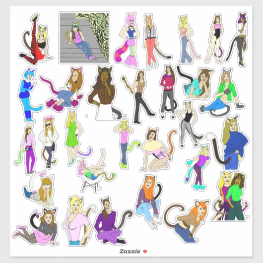 30 catgirls sticker blad (Vel)