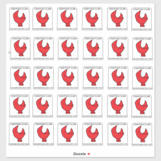 30 CRAYFISH CLAW-STICKERS OP EEN BLAD VAN 14 X14 STICKER