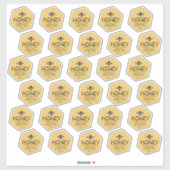 30 custom-cut vinyl hexagon vormige honing labels (Vel)