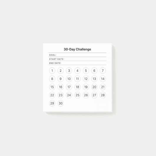 30-daagse challenge maandelijkse post-it notes (Voorkant)