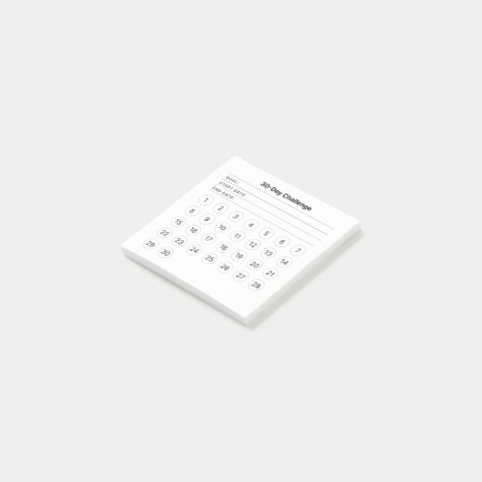 30-daagse challenge maandelijkse post-it notes (Schuin)