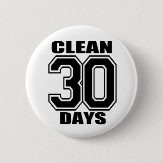 30 dagen schoon zwart ronde button 5,7 cm