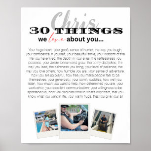 30 dingen waar we van houden 30th Birthday Poster