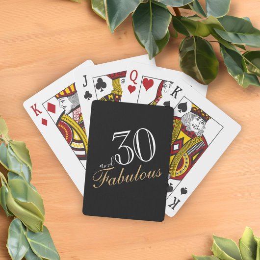 30 en Fabulous Black Elegant Script verjaardagen Pokerkaarten