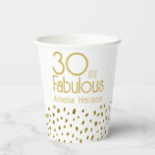 30 en Fabulous Elegant Gold Glitter 30th Birthday Papieren Bekers (Achterkant)