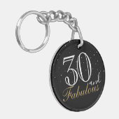 30 en Fabulous Elegant Script Black 30th Birthday Sleutelhanger (Voorkant Links)