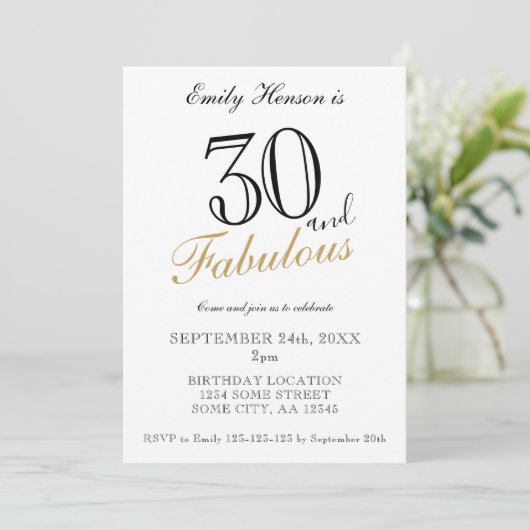 30 en Fabulous Elegant Script Verjaardag Kaart (Staand voorkant)