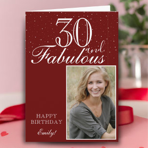30 en Fabulous Elegante Rode Verjaardagsfoto  Kaart