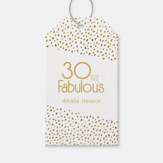 30 en Fabulous Gold Glitter 30th Birthday Cadeaulabel (Voorkant)