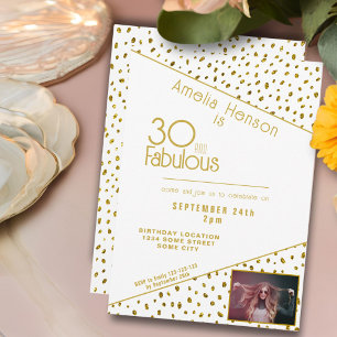 30 en Fabulous Gold Glitter Photo 30th Birthday Kaart