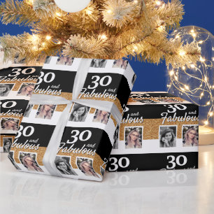 30 en Fabulous Gouden Glitter 2 Foto 30e Verjaarda Cadeaupapier