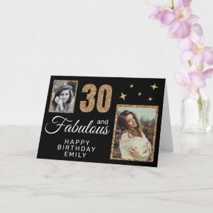 30 en Fabulous Gouden Glitter 2 Foto 30e Verjaarda Kaart