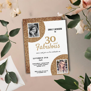 30 en Fabulous Gouden Glitter 2 Foto 30e Verjaarda Kaart