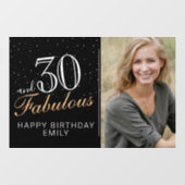 30 en Fabulous Modern Black 30th Birthday Foto Raamsticker (Vel)