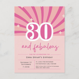 30 en Fabulous Roze 30e Verjaardagsuitnodiging Briefkaart