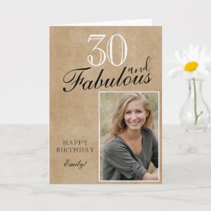30 en Fabulous Rustic Elegante Verjaardagsfoto  Kaart
