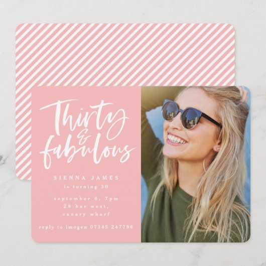 30 en geweldige verjaardagsfeestfoto nodigen kaart (Voorkant / Achterkant)